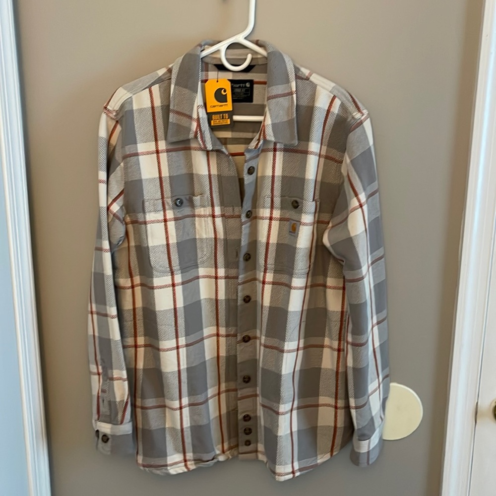 CARHARTT loose fit heavyweight twill, long sleeve plaid shirt/jacket